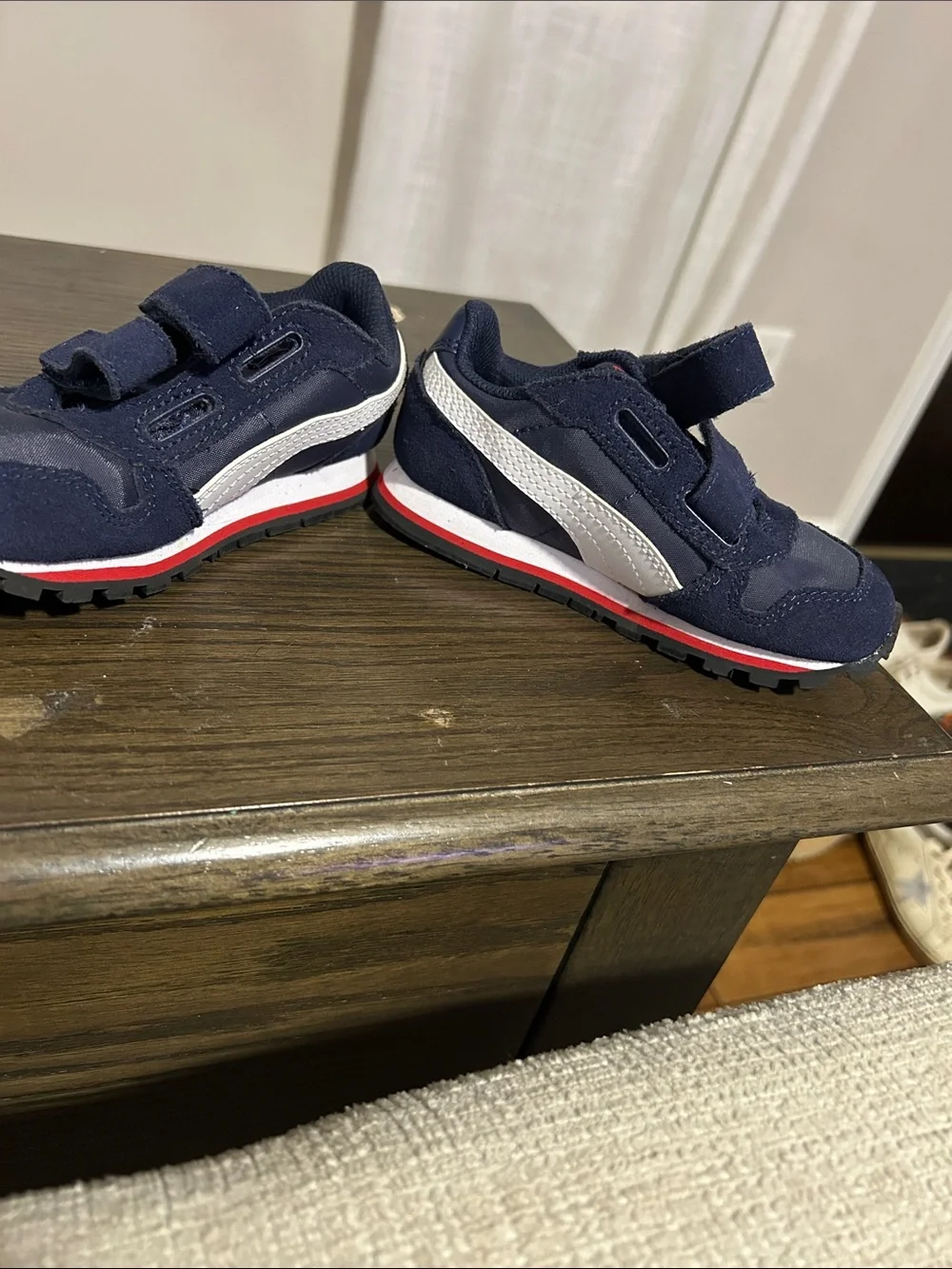 Puma Kids Navy, White & Red Velcro Runner